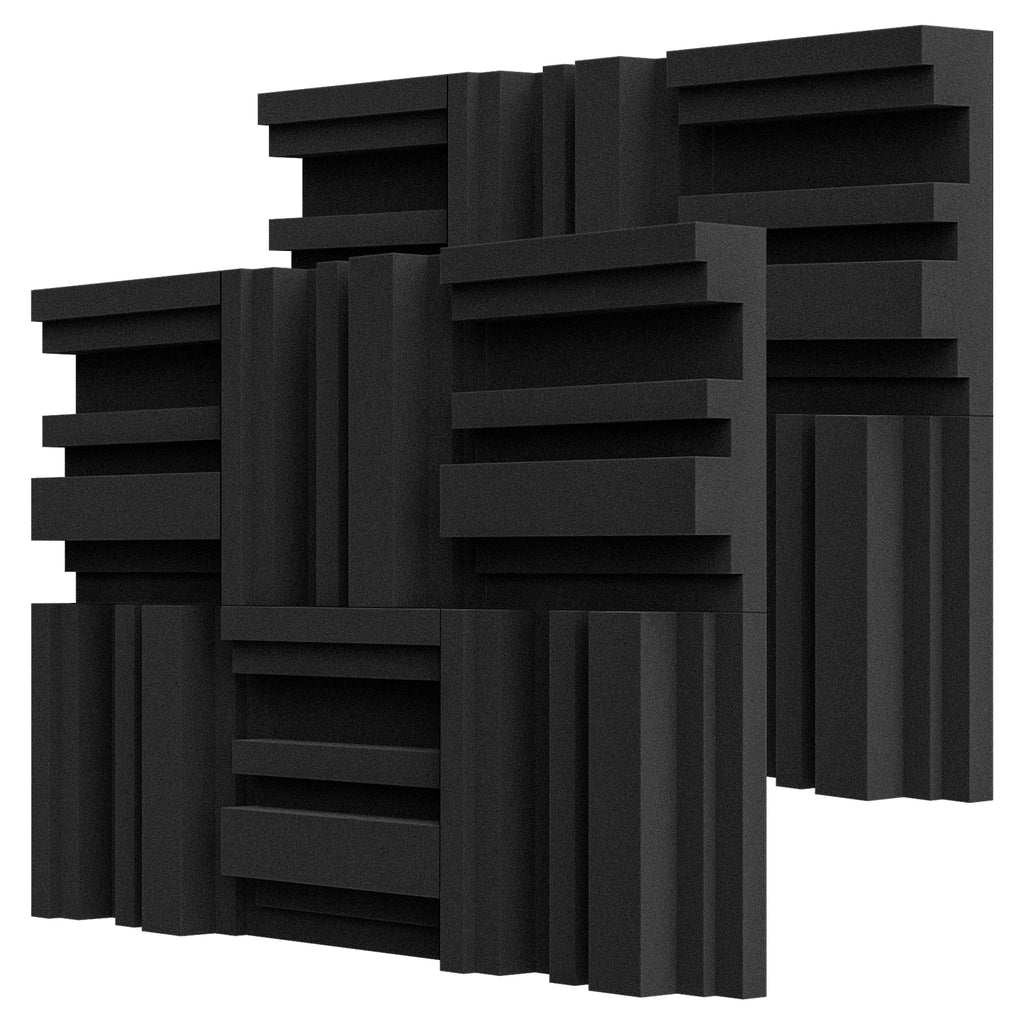 Thickened 12 X 12 X 3 Inch Acoustic Foam Panels in Diffusion Pattern, 12 and 4Pcs for Choosing