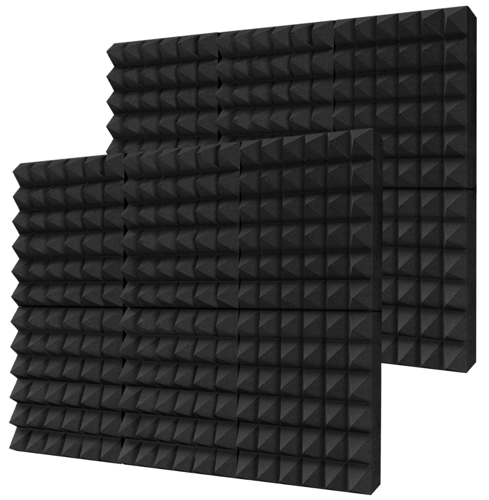 Thick Acoustic Foam Panels, 12 X 12 X 3 Inch, 12 Pcs Pyramid Soundproof Padding Tile