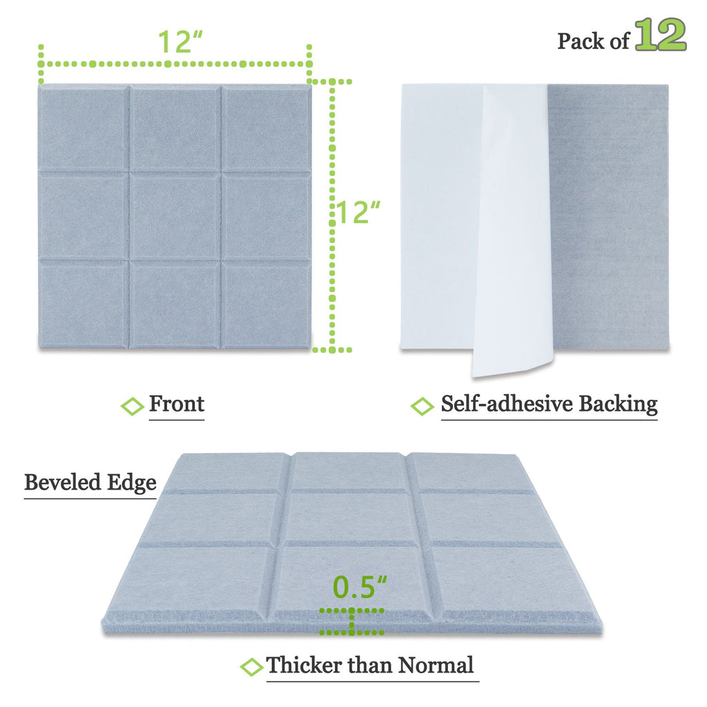 Acoustic Panels Studio Soundproofing Dampening Foam Wedges Panels Sound  Insulation Absorbing 1 X 12 X 12 (12 Pack, Blue) 